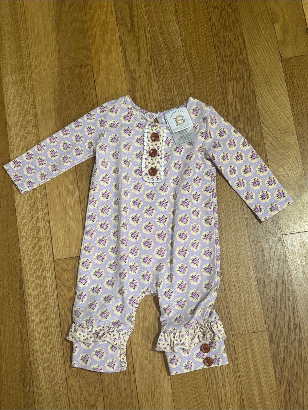 Swoon Baby Lavender Pink Floral Ruffle One-Piece